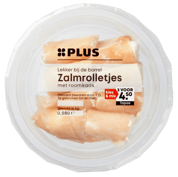 Salmon rolls with plain cream cheese