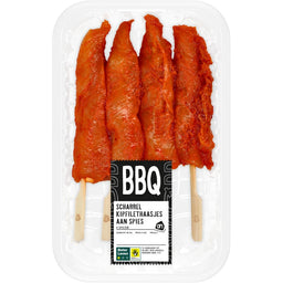 BBQ scharrel kipfilethaasjes aan spies