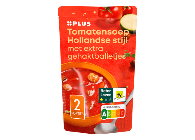 Soep in zak tomatensoep