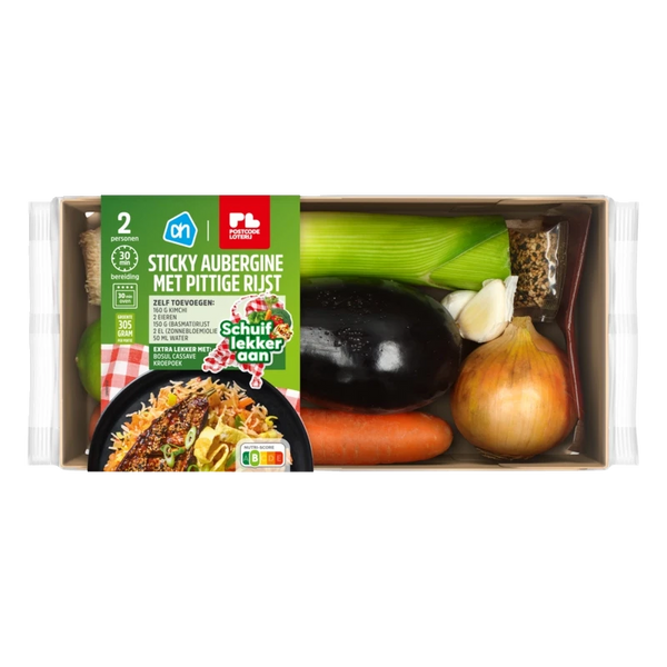 Sticky aubergine met rijst verspakket