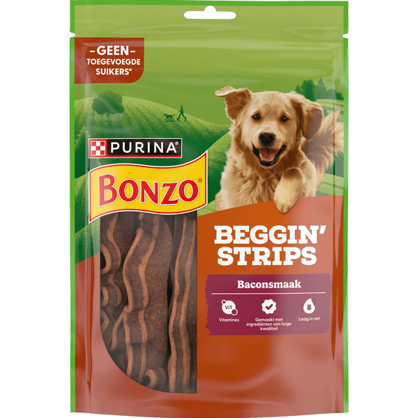 Bonzo Beggin' Strips hondensnacks baconsmaak