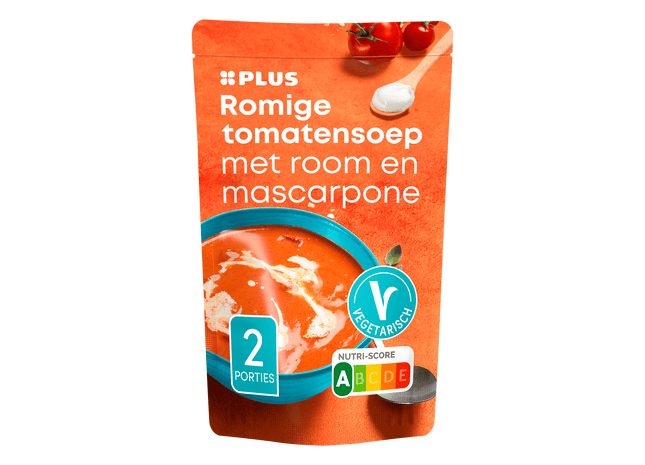 Soep in zak romige tomatensoep