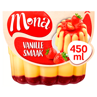 Mona Vanillepudding mit Erdbeersauce