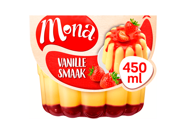Mona Vanillepudding mit Erdbeersauce