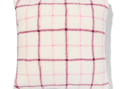 kussenhoes voor warmtekussen 50x50 fleece ruit naturel-roze