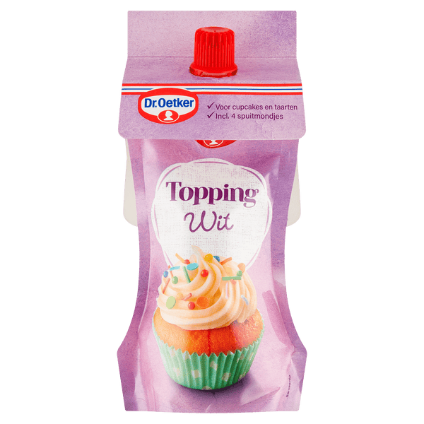 Dr. Oetker Topping wit taart versiering