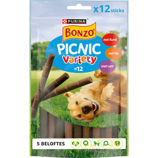 Bonzo Picnic Variety hondensnacks rund & kip