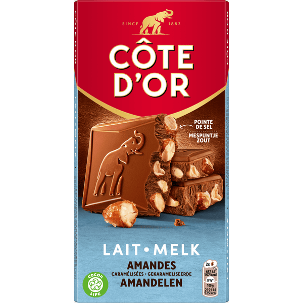 Côte d'Or Block Milk Chocolate with Caramelised Almonds