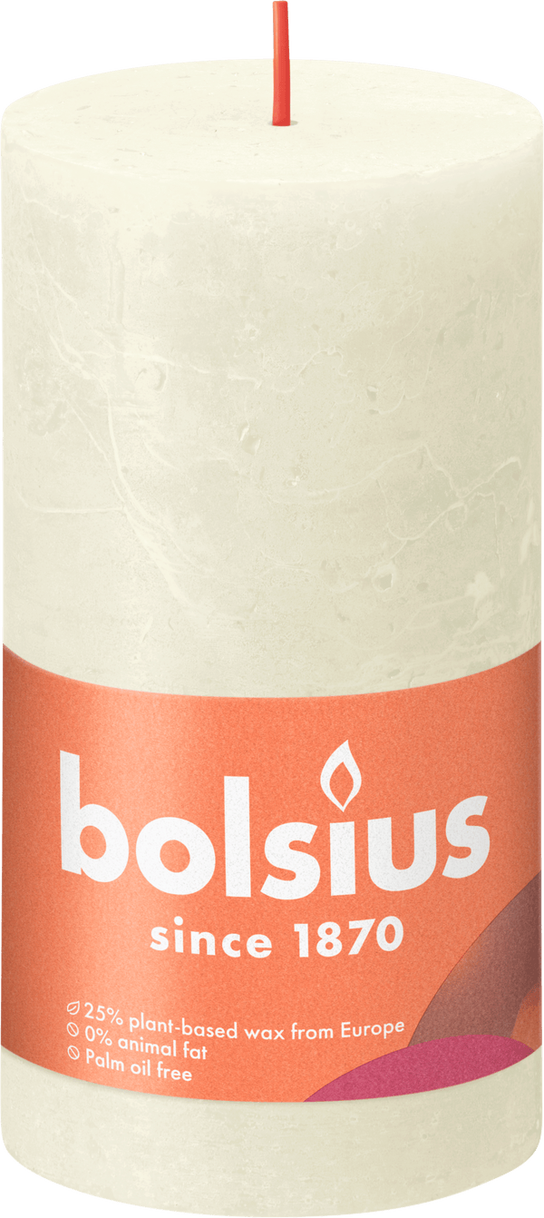Bolsius Rustikale Stumpenkerze 130/68 Sanfte Perle