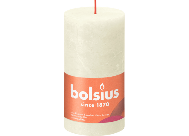 Bolsius Rustikale Stumpenkerze 130/68 Soft Pearl