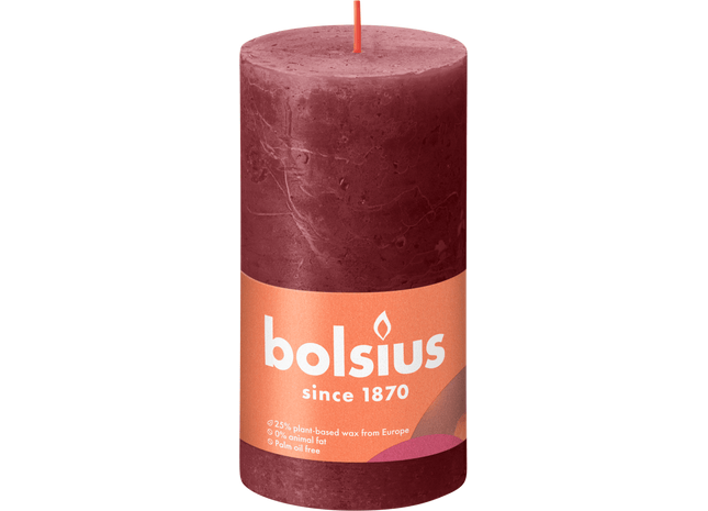 Bolsius Rustikale Stumpenkerze 130/68 Samtrot