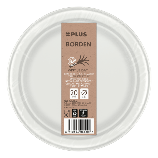 Runder Teller 18 cm Bagasse