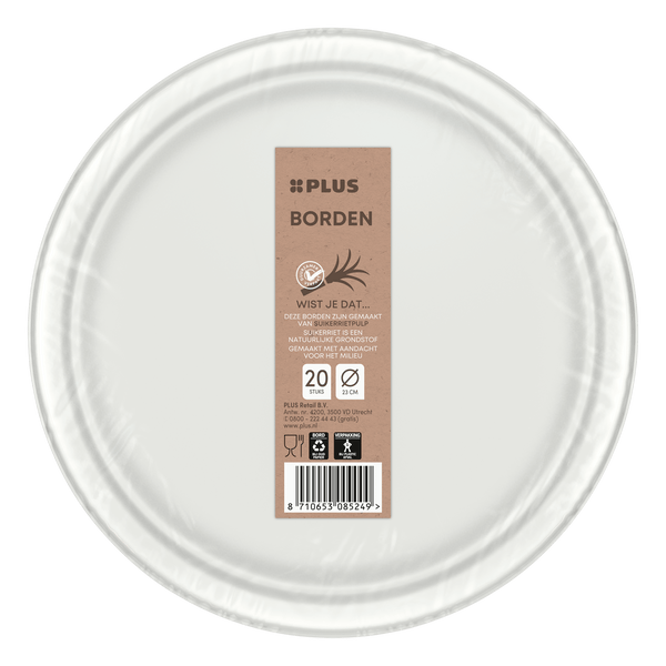 Round 23 cm bagasse plate