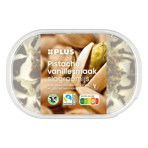 Pistachio vanilla-flavoured whipped cream ice cream