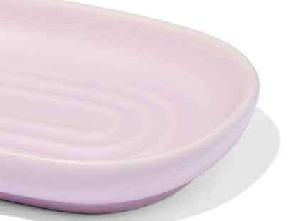 soap dish with ribs matt earthenware lilac 13x9