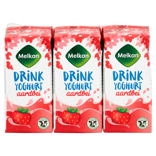 Melkan Drinkyoghurt aardbei mini 6-pack