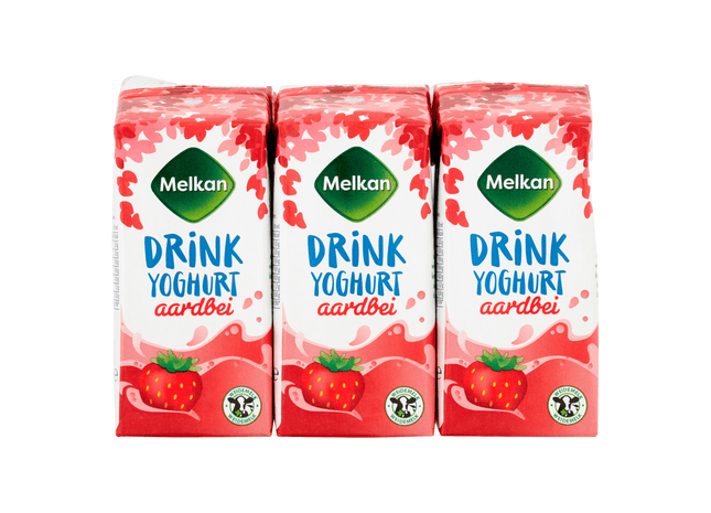 Melkan Drinkyoghurt aardbei mini 6-pack