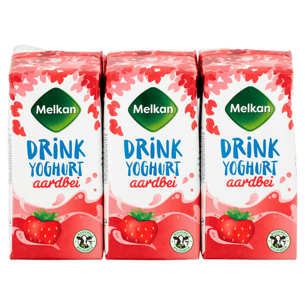 Melkan Drinkyoghurt aardbei mini 6-pack