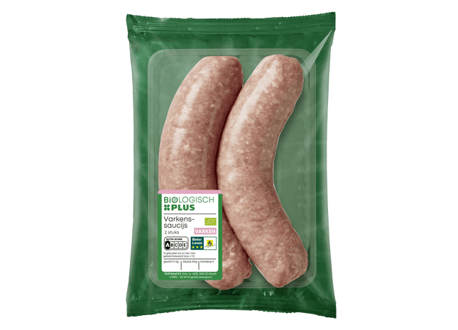 Biologisch  Varkenssaucijs 2 stuks
