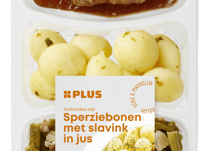 Sperziebonen slavink jus en aardappel