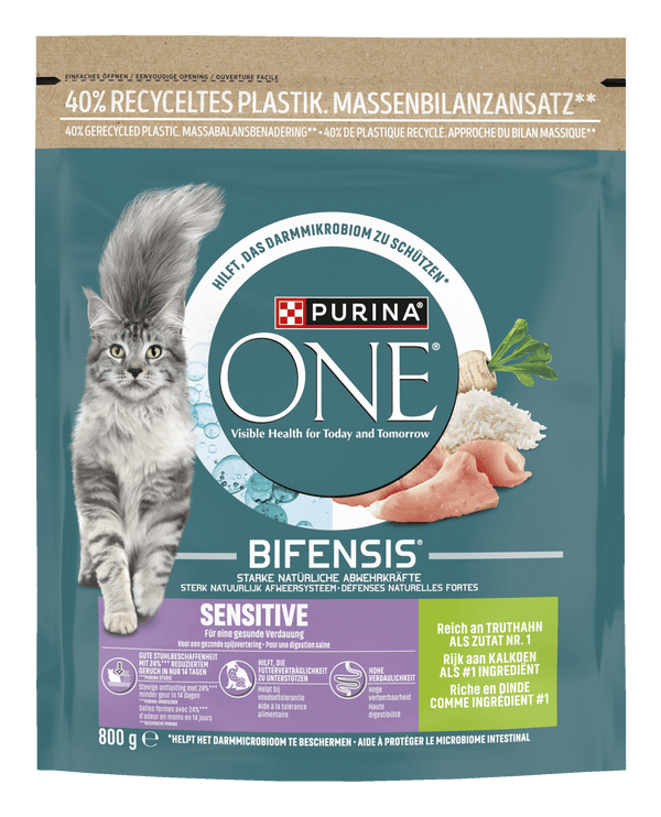 Purina One Sensitive Katzenfutter reich an Truthahn