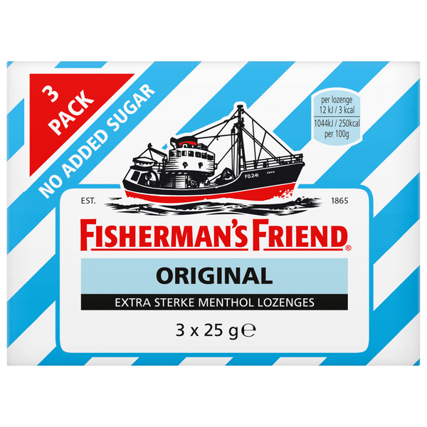 Fisherman's Friends Original Extra Sterk suikervrij 3 pack