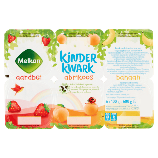 Melkan Toetiemonster Kinderquark 6 x 100 Gramm