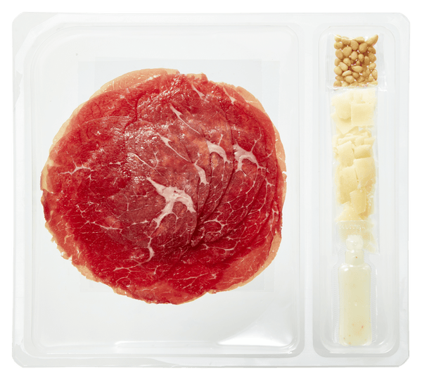 Carpaccio cheese pine nut dressing