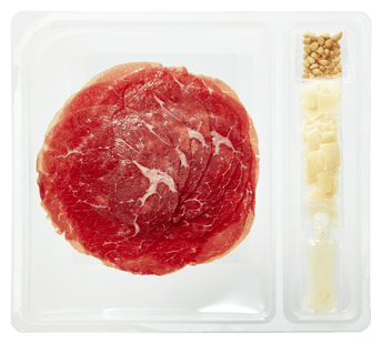 Carpaccio kaas pijnboompit dressing
