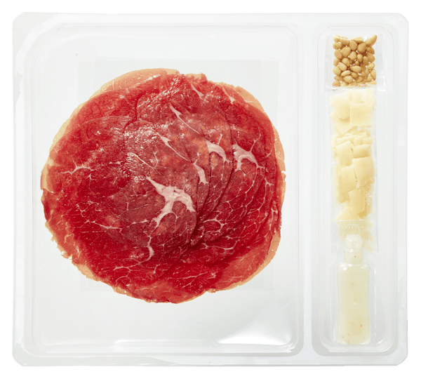 Carpaccio cheese pine nut dressing