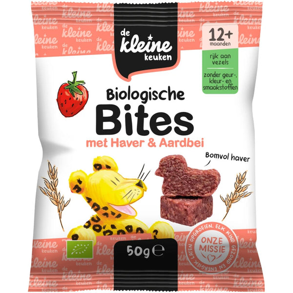 De Kleine Keuken Biologische bites haver & aardbei 12m+