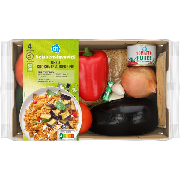 Orzo with crispy aubergine fresh meal kit