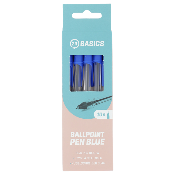 24Basics Balpen met dop blauw 10st