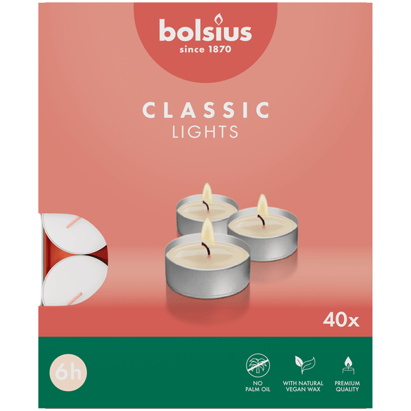 Bolsius Theelichten 6-uur doos 40 Wit