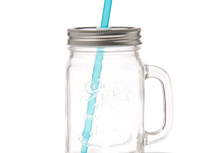 mason jar met rietje 450ml  Dutchshopper