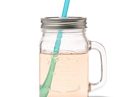 mason jar met rietje 450ml  Dutchshopper