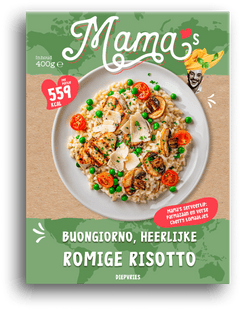 Mama's Maaltijden Risotto bospadestoel, doperwt kipfilet
