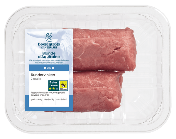 Boerentrots Blonde d'Aquitaine rundervinken 2 stuk