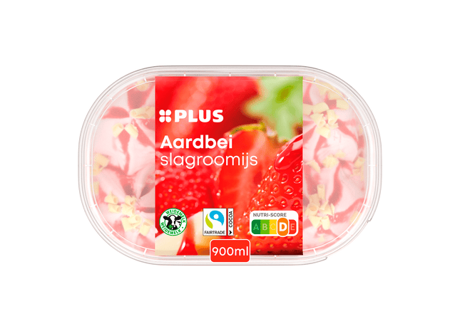 Slagroomijs aardbei witte chocolade