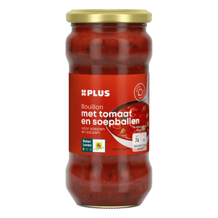 Brühe mit Tomaten und Suppenbällchen