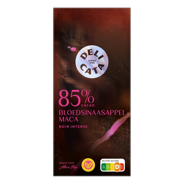 Delicata Reep 85% cacao bloedsinaasappel maca