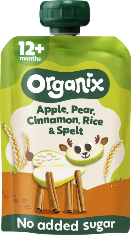 Organix Knijpfruit apple, pear, cinnamon 12m+