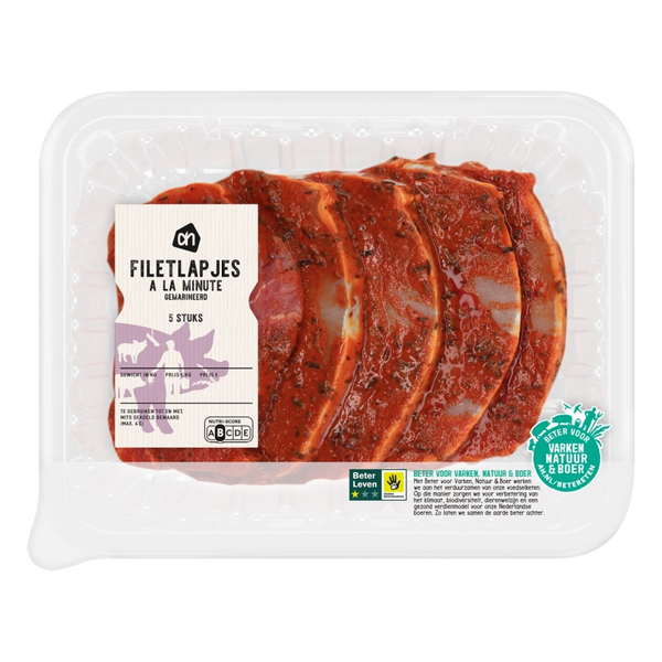 Minute-marinated pork fillet slices