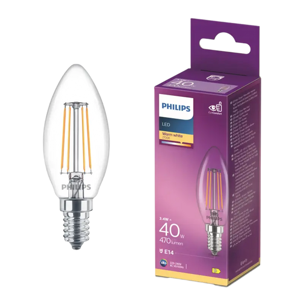 Philips LED-Filament-Kerze klar E14 40W
