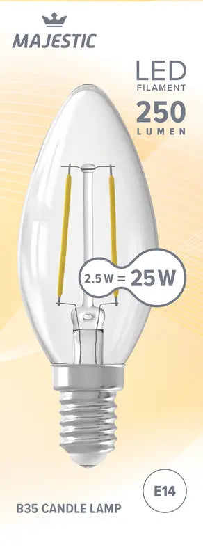 Majestätische LED-Fadenlampe Kerze klar E14 25W