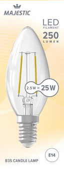 Majestätische LED-Fadenlampe Kerze klar E14 25W
