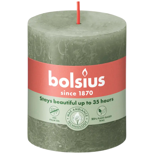 Bolsius Rustieke kaars olijfgroen 8cm