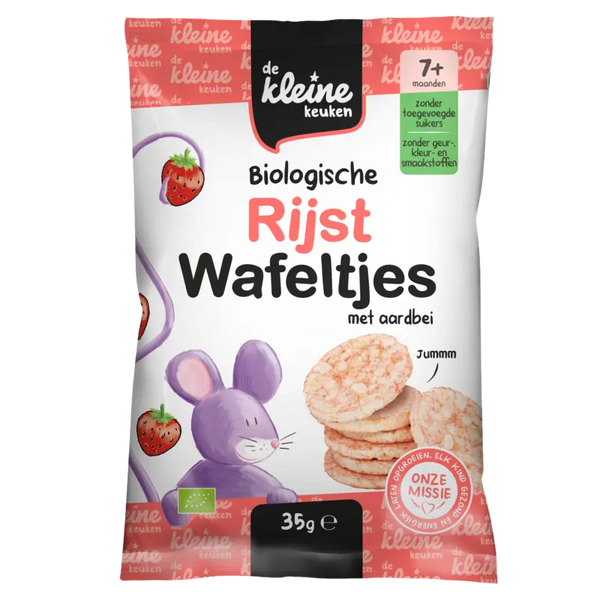 De Kleine Keuken Bio-Reiswaffelchen Erdbeere 7m+
