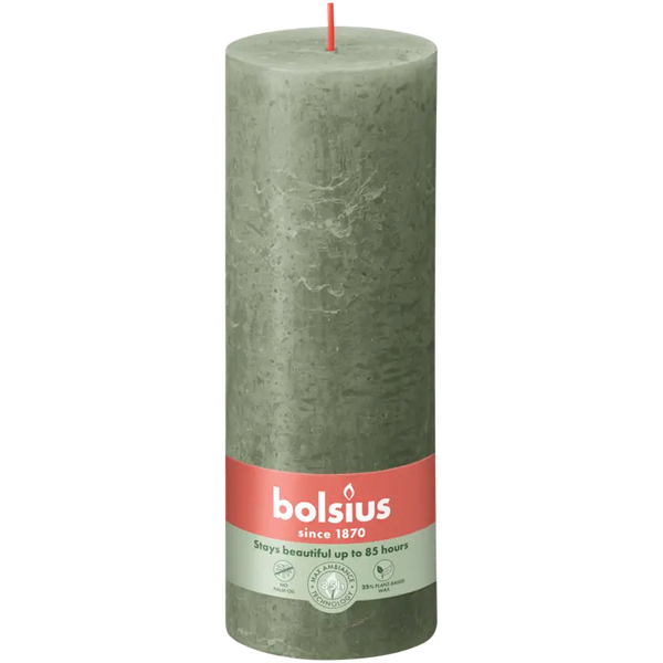 Bolsius Rustic candle olive green 19cm