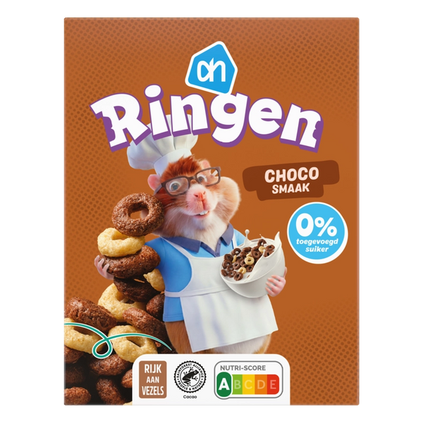 Chocolate-flavoured rings 0% added sugar